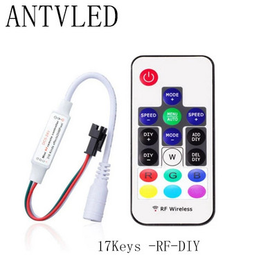 WS2812B WS2811 LED pikselių juostos šviesos valdiklis USB/DC 3 klavišai RF 14/17/21 klavišai su nuotolinio valdymo pulteliu DC5-24V