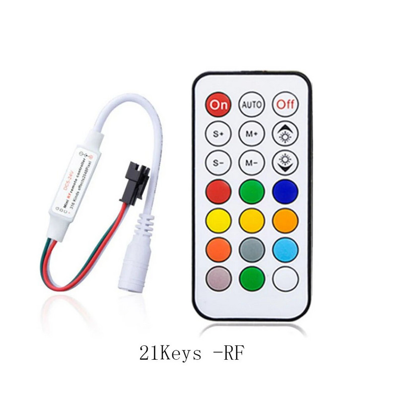 WS2812B WS2811 LED pikselių juostos šviesos valdiklis USB/DC 3 klavišai RF 14/17/21 klavišai su nuotolinio valdymo pulteliu DC5-24V