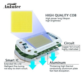 LED COB чип за лампа 10W 20W 30W 50W AC110V 220V Smart IC LED мъниста Направи си сам за LED прожектор Прожектор COB чип Студено бяло Топло бяло