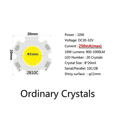 20 komada puno LED COB žarulja velike snage 20 mm 3 W 5 W 7 W 10 W Koristite 250 mA LED izvor svjetla s čipom SpotLight Lampe za svjetiljke