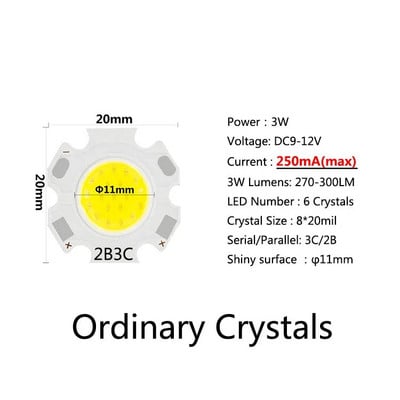 20 komada puno LED COB žarulja velike snage 20 mm 3 W 5 W 7 W 10 W Koristite 250 mA LED izvor svjetla s čipom SpotLight Lampe za svjetiljke