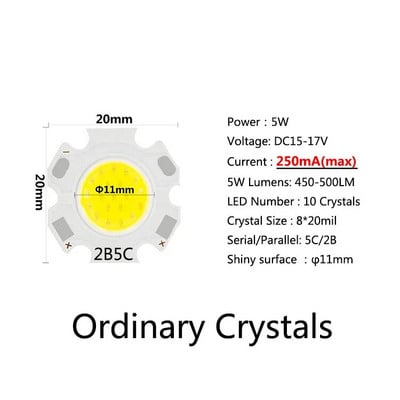 20 komada puno LED COB žarulja velike snage 20 mm 3 W 5 W 7 W 10 W Koristite 250 mA LED izvor svjetla s čipom SpotLight Lampe za svjetiljke