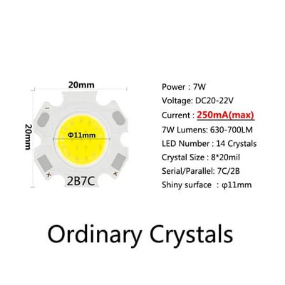 20 komada puno LED COB žarulja velike snage 20 mm 3 W 5 W 7 W 10 W Koristite 250 mA LED izvor svjetla s čipom SpotLight Lampe za svjetiljke