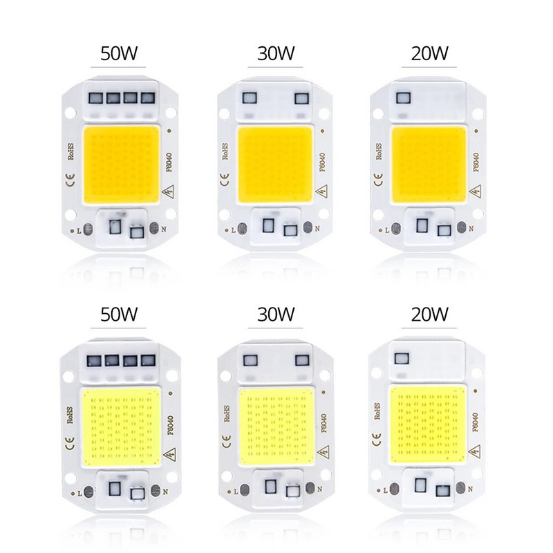 20 W 30 W 50 W COB LED fénymátrix lencse reflektorral 110 V 220 V intelligens IC nagy teljesítményű diódasor chip lámpa barkács reflektor