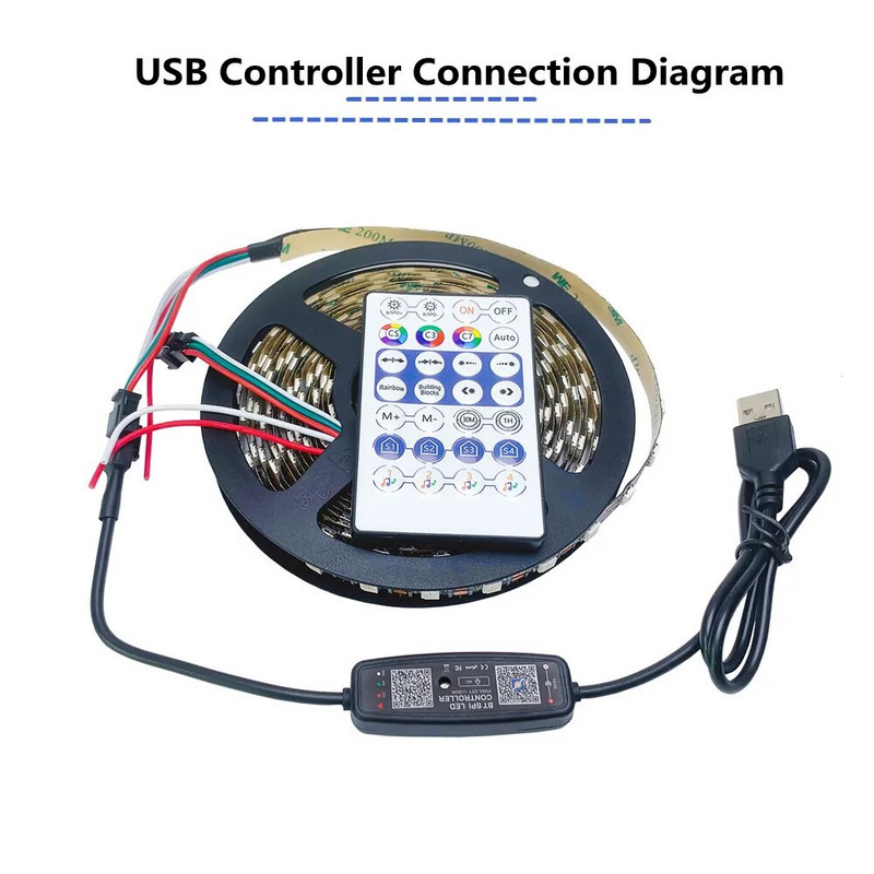 WS2812B SK6812 WS2811 LED riba Bluetooth-kontroller USB DC 5V 12V 24V MIC Music APP Kaugjuhtimispult ZENGGE Pixel RGB valguskontroller