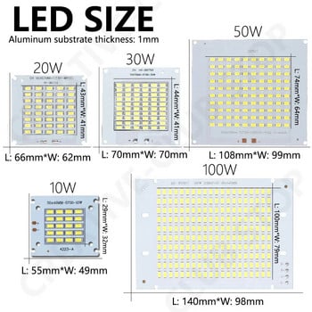 Пълна мощност 10W 20W 30W 50W 100W LED чип светлинни табла Мъниста за лампи DC30-33V за прожектори Прожектор Улична лампа Външно осветление