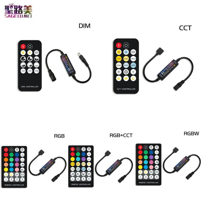 RF bežični daljinski upravljač 14/17/21/28Key LED svjetlosni kontroler za DC5-24V Jednobojni/CCT/RGB/RGBW/RGB+CCT LED svjetlosni kontroler