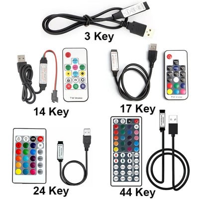 RGBW USB LED Strip Controller 5V Mini RGB Controller 3 14 17 24 44 Key Remote Control Dimmer za 5050 Strip Light TV Pozadinsko osvjetljenje