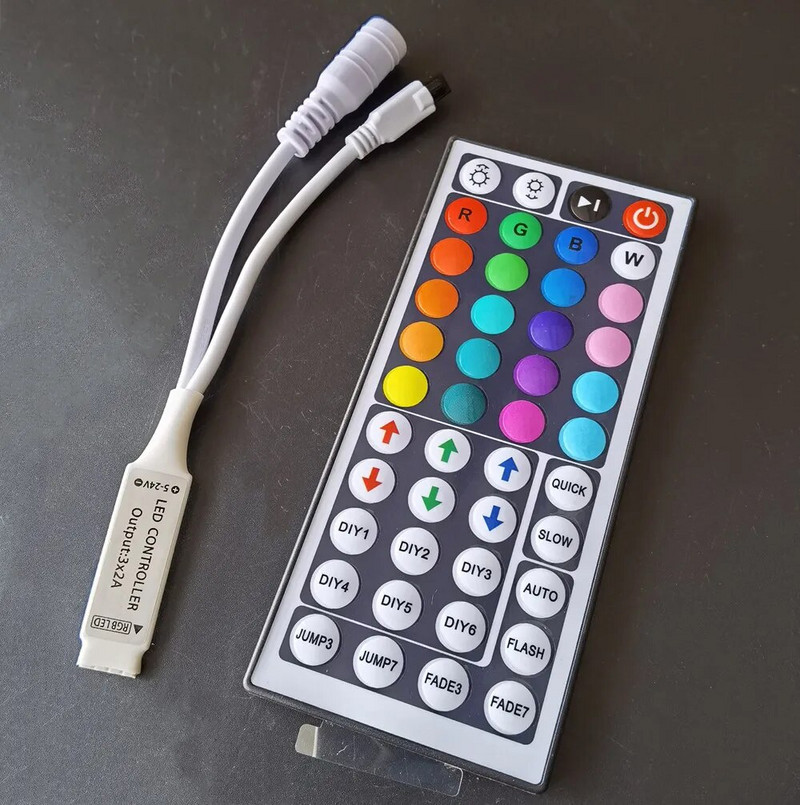 Skirtas 3528 5050 RGB LED juostiniam mini šviestuvui 3 17 24 44 rakto IR nuotolinio belaidžio valdiklio