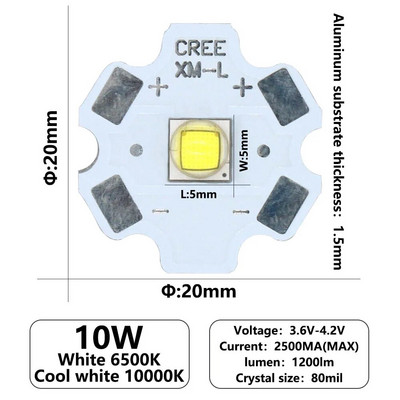 Cree XLamp XM-L2 XML2 T6 LED 3535 5050 1-3W 5-6W 10W 18W LED dioda emiter svjetla za LED svjetiljku Lamp Bead Bijela 6500K 10000K