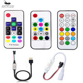 USB/DC MINI 3Keys RF 14/17/21Keys LED juostos nuotolinio valdymo pultelis, skirtas WS2811 WS2812B SK6812 Led Pixels Strip Light Controller, DC5-24