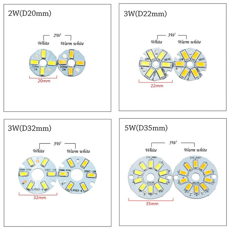 5 bucăți/lot 2W 3W 5W LED Chip SMD 5730 Curent constant 260mA 280mA șirag de lumină de intrare cu bază de placă de aluminiu pentru bec LED DIY