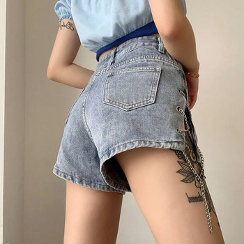Къси панталони за жени за носене Секси мини дамски къси панталони Дънки Деним Байкърско облекло Дизайнерски тоалети Естетичен корейски стил Еластичност