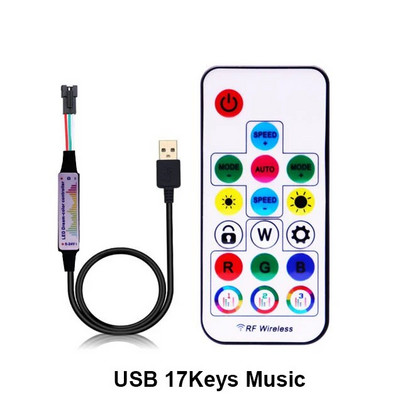 WS2811 WS2812B LED Pixel Light Strip Controller MINI 3Keys 14/17/21Keys USB/DC Led Tape Daljinski upravljač DC5V-24