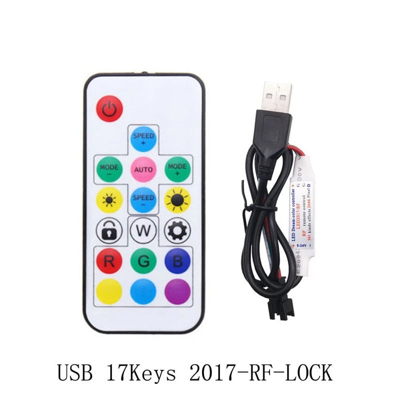 WS2811 WS2812B LED Pixel Light Strip Controller MINI 3Keys 14/17/21Keys USB/DC Led Tape Daljinski upravljač DC5V-24