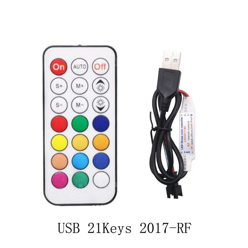 WS2811 WS2812B LED Pixel Light Strip Controller MINI 3Keys 14/17/21Keys USB/DC Led Tape Daljinski upravljač DC5V-24