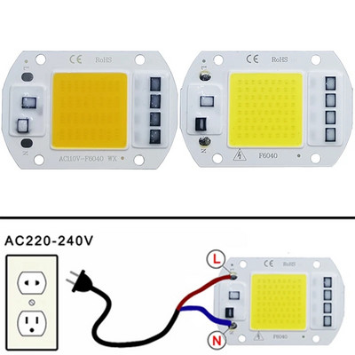 COB LED lampa Bead Chip AC 220V LED žarulja 10W 20W 30W 50W IP65 High Power Smart IC DIY Flood Light Bulb Spotlight Outdoor Chip