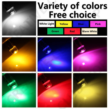 10-120PCS F8 8MM LED диод Бял, Син, Зелен, Червен, Жълт, Розов, топъл LED Комплект диоди, излъчващи сламена шапка, 0,5 W RGB LED мъниста за лампа