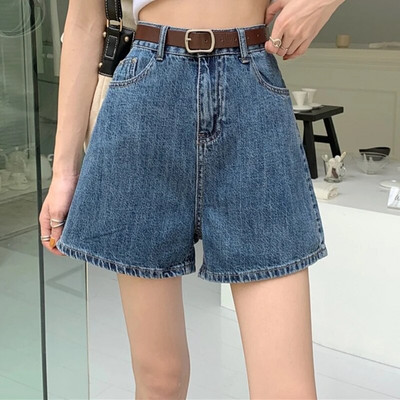 Kratke hlače Ženske ležerne, široke, visokog struka, elegantne, Kpop, rasprostranjene Ins, vruće rasprodaje, jednobojne, dnevne traper hlače, ženske, letnje, novi dizajn