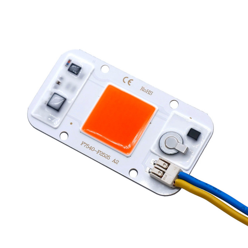 Безплатно заваряване Мощен 50W COB LED чип за прожектор Прожектор 220V 110V Вградени LED светлинни перли Алуминий F7540 Бяло Топло