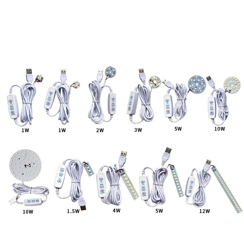 DC 5V pritemdomi LED lustai 5730 SMD LED lempa „pasidaryk pats“ reguliuojama LED lemputė USB reguliatorius, mokomasi veikianti įkraunama lempa