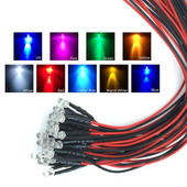 10db 3mm-es előre vezetékes LED-es kerek lámpa izzó Chip gyöngyök DC 12V 20cm fehér dekoráció kibocsátó diódák előforrasztott 20ma