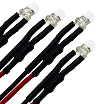 10 τμχ 3 χιλιοστά Pre Wired LED στρογγυλό φωτιστικό λαμπτήρα Chip Beads Cable DC 12V 20cm Λευκή Διακόσμηση Διόδους Εκπομπής Προκολλημένες 20ma