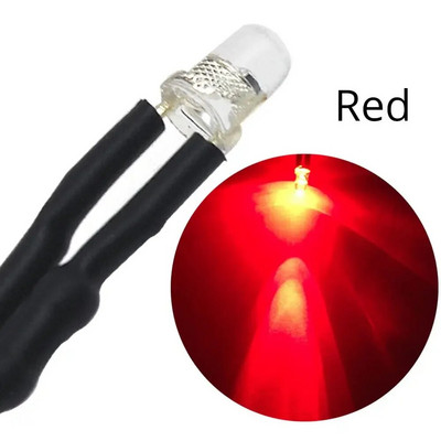 10db 3mm-es előre vezetékes LED-es kerek lámpa izzó Chip gyöngyök DC 12V 20cm fehér dekoráció kibocsátó diódák előforrasztott 20ma