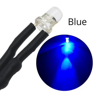 10db 3mm-es előre vezetékes LED-es kerek lámpa izzó Chip gyöngyök DC 12V 20cm fehér dekoráció kibocsátó diódák előforrasztott 20ma