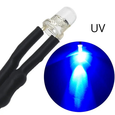 10db 3mm-es előre vezetékes LED-es kerek lámpa izzó Chip gyöngyök DC 12V 20cm fehér dekoráció kibocsátó diódák előforrasztott 20ma
