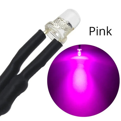 10db 3mm-es előre vezetékes LED-es kerek lámpa izzó Chip gyöngyök DC 12V 20cm fehér dekoráció kibocsátó diódák előforrasztott 20ma