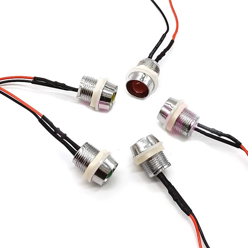 5db 8 mm-es előre bekábelezett LED-ek Izzó Ultra Bright Emitting Dióda jelzőlámpák 3V 5V6V 9V 12V 24V 36V 48V 110V 220V 12mm Paneltartó