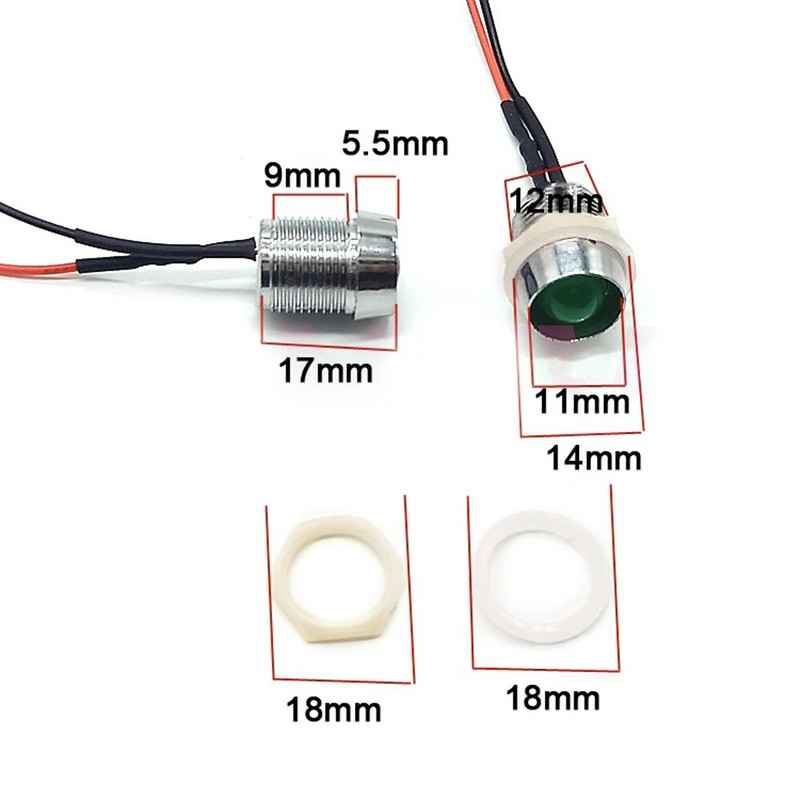 5db 8 mm-es előre bekábelezett LED-ek Izzó Ultra Bright Emitting Dióda jelzőlámpák 3V 5V6V 9V 12V 24V 36V 48V 110V 220V 12mm Paneltartó