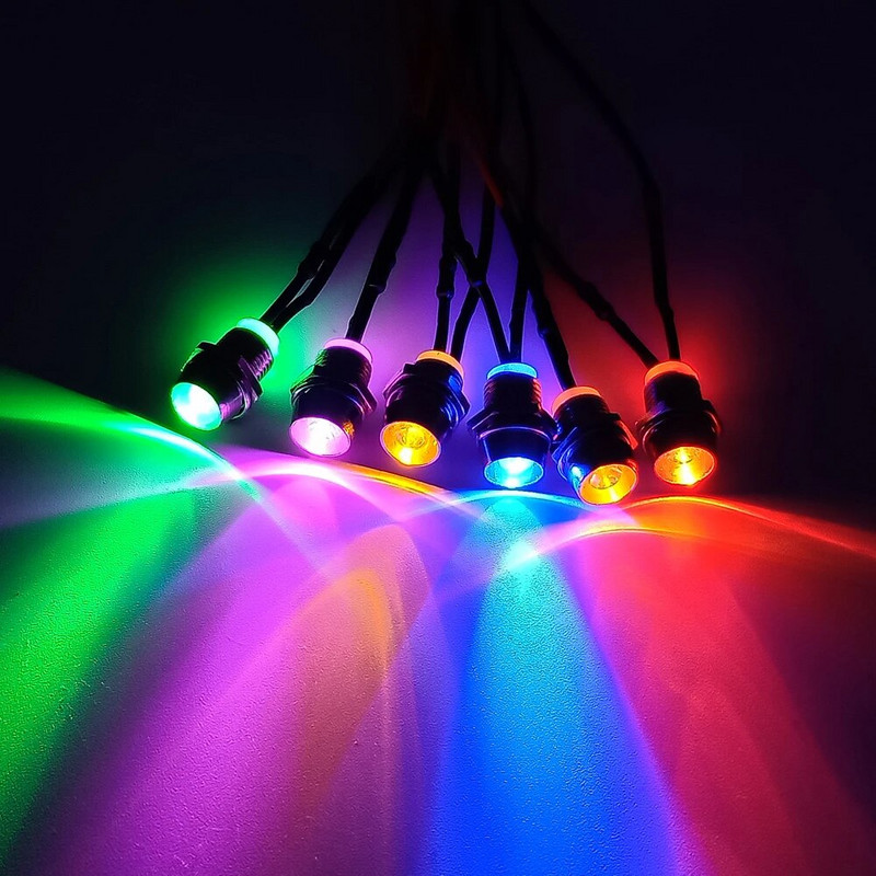 5db 8 mm-es előre bekábelezett LED-ek Izzó Ultra Bright Emitting Dióda jelzőlámpák 3V 5V6V 9V 12V 24V 36V 48V 110V 220V 12mm Paneltartó