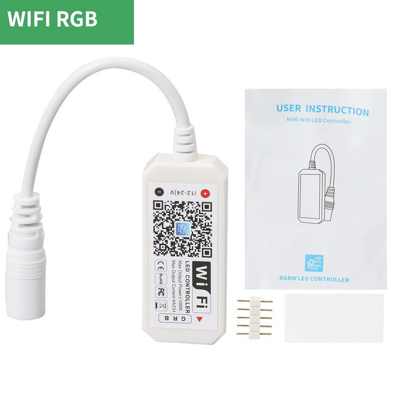 RGB WiFi LED szalagfény Bluetooth vezérlő DC 5V 12V 24V Android IOS APP Alexa Google Magic Home IR Control