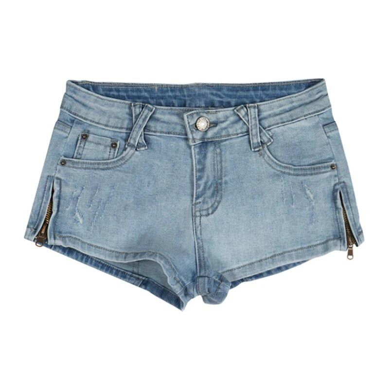 Američke traper kratke hlače s niskim strukom Ženske seksi s prorezom na patentni zatvarač Neugodnog dizajna Vruća ženska ljetna moda Sveobuhvatna retro ulična odjeća