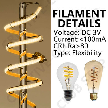 5 τμχ DC3V 38mm 60mm 80mm 130mm 145mm 185mm 260mm 300mm LED λαμπτήρας με νήματα Ανταλλακτικά LED Διόδους Flexible Filament Retro Edison Bulb