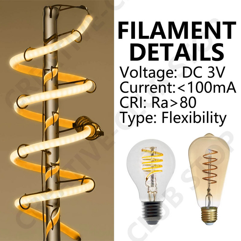 5db DC3V 38mm 60mm 80mm 130mm 145mm 185mm 260mm 300mm LED izzólámpa alkatrészek LED diódák Rugalmas izzószálas retro Edison izzó