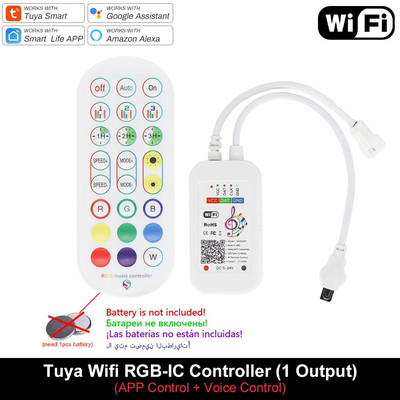 Tuya Smart Life APP WS2811 WS2812B LED-riba WiFi ja BLE juhtmevaba kaugjuhtimispult Nutikas kodutöö Alexa Google Home DC5-12V