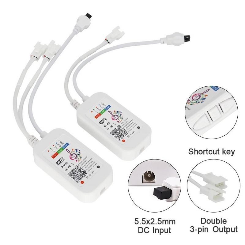 Tuya Smart Life APP WS2811 WS2812B LED-riba WiFi ja BLE juhtmevaba kaugjuhtimispult Nutikas kodutöö Alexa Google Home DC5-12V