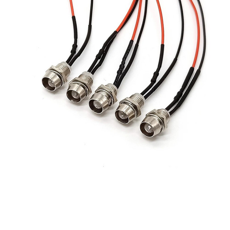 5db 5 mm-es előre bekábelezett LED-ek Izzó Ultra Bright Emitting Dióda jelzőlámpák 3V 5V6V 9V 12V 24V 36V 48V 110V 220V 8mm panelre szerelhető
