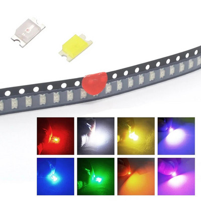 100X 1206 SMD SMT Valge Punane Roheline Sinine Kollane Roosa Oranz Super Bright Chip Light Bead Lamp LED kiirgavad dioodid Atmosfäär