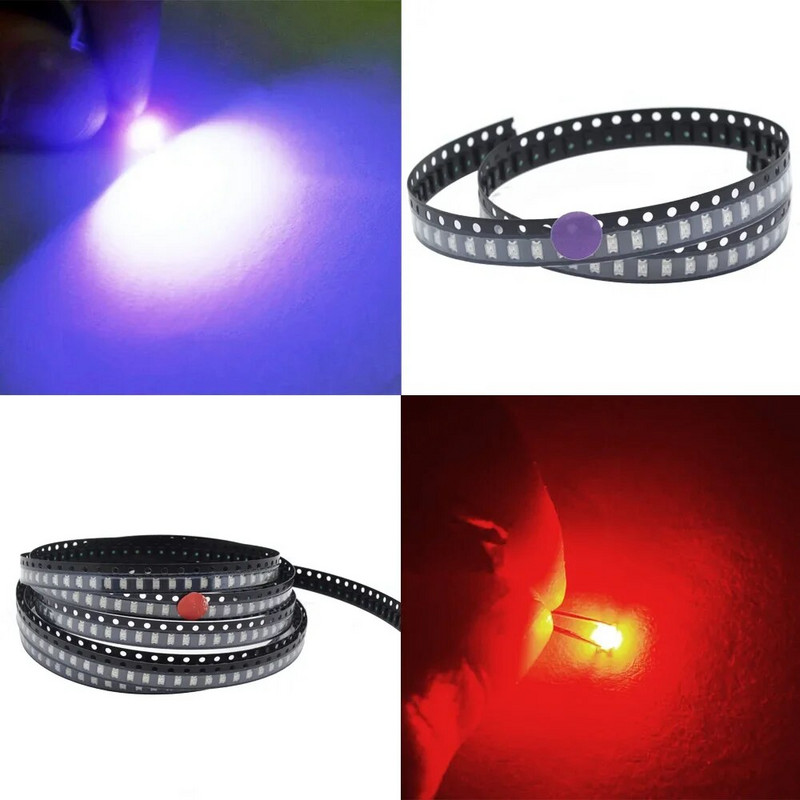 100X 1206 SMD SMT Valge Punane Roheline Sinine Kollane Roosa Oranz Super Bright Chip Light Bead Lamp LED kiirgavad dioodid Atmosfäär