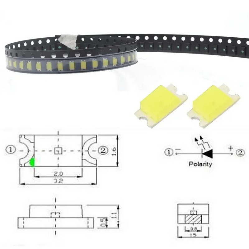 100X 1206 SMD SMT Valge Punane Roheline Sinine Kollane Roosa Oranz Super Bright Chip Light Bead Lamp LED kiirgavad dioodid Atmosfäär