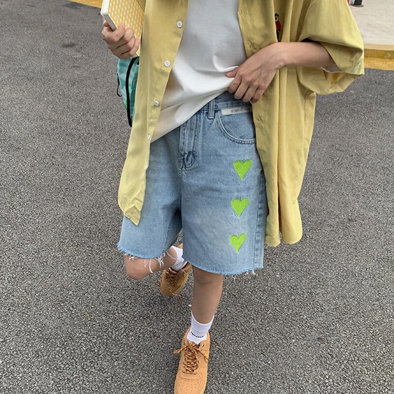 MEXZT kratke hlače Ženska ulična odjeća s printom širokih ravnih traperica s širokim trapericama s kićankama i širokim vezom