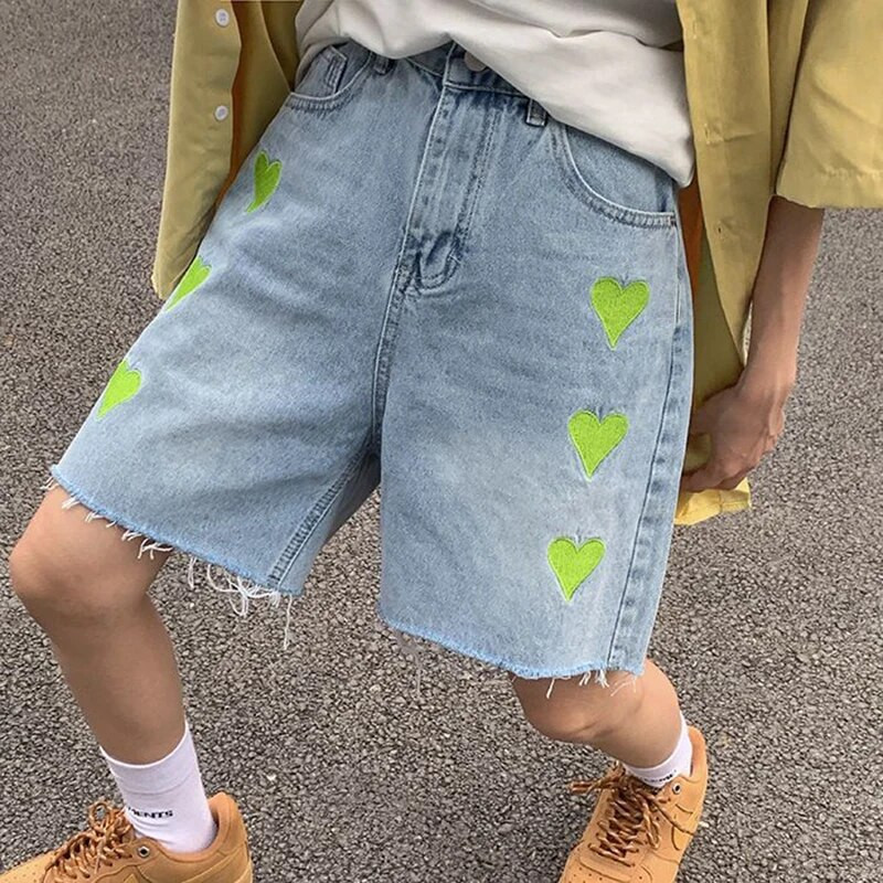 MEXZT kratke hlače Ženska ulična odjeća s printom širokih ravnih traperica s širokim trapericama s kićankama i širokim vezom