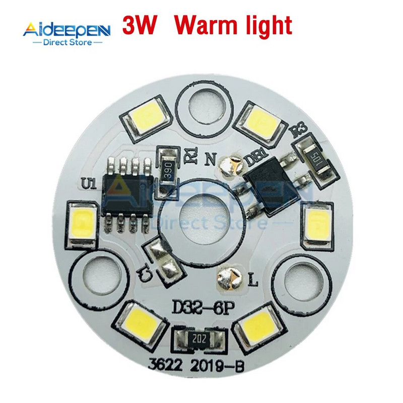 10db/tétel LED chip lámpa izzóhoz 3W SMD 2835 kerek fénygyöngyök AC 220V izzóchip világító spotlámpa