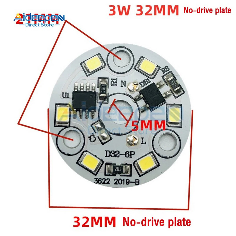 10db/tétel LED chip lámpa izzóhoz 3W SMD 2835 kerek fénygyöngyök AC 220V izzóchip világító spotlámpa