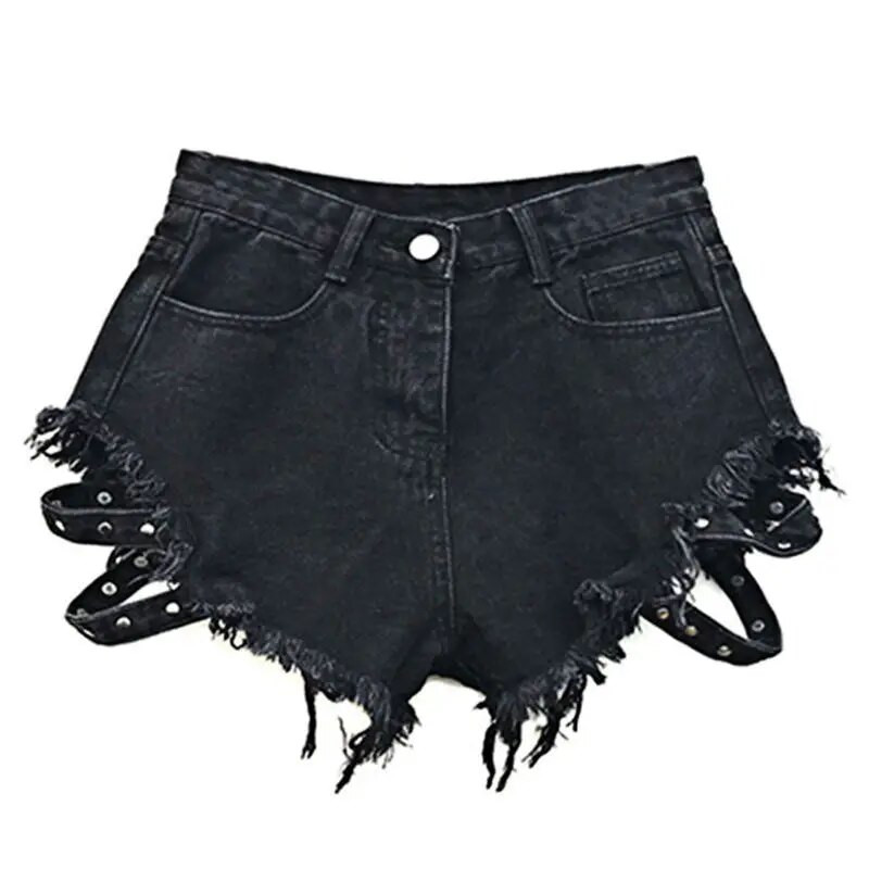 Ženske ljetne Y2K kratke hlače za 2023. Traperice s rupama i zakovicama High Street velike veličine s neobrađenim porubom Vruće hlačice s visokim strukom