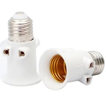 1 τεμ. European Double EU to E27 LED Bulb Adapter 2EU Plug Converter Βάση Λάμπας Βάσης Βιδωτή υποδοχή φωτός Λευκό